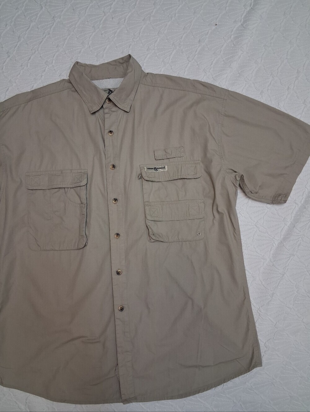 Hook & Tackle Men's Short-Sleeve Utility Button-Down Shirt in Taupe by - Picture 15 of 16